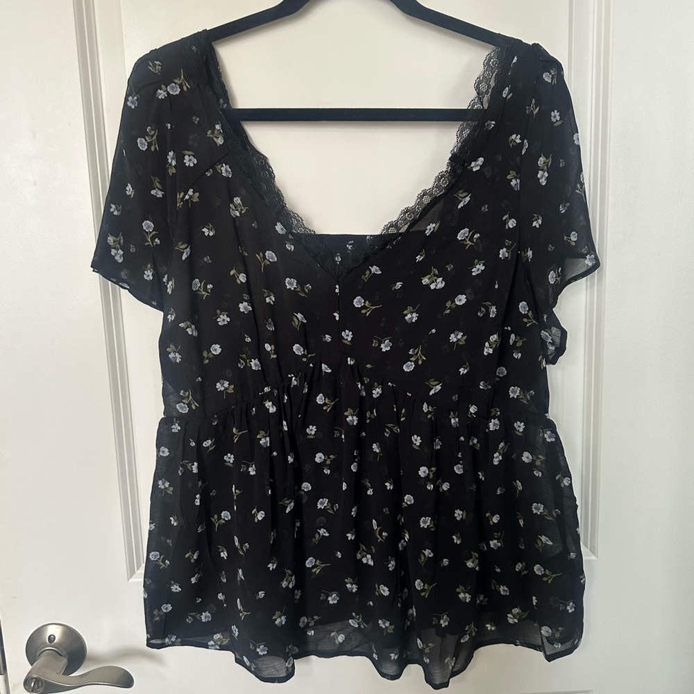 Torrid  Black Lace Trim Top top